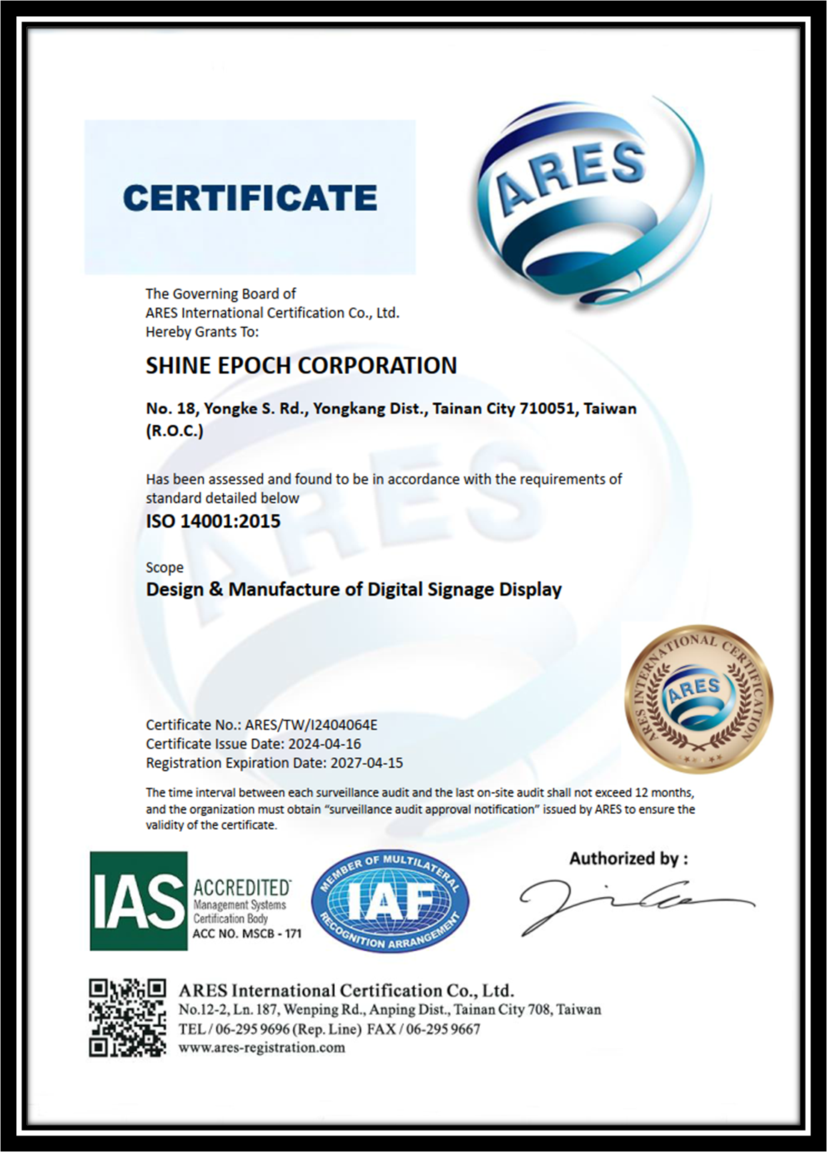 ISO-14001 certification