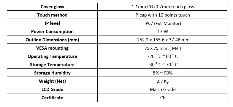 10.1” IP67 Touch PC LCD Monitor (CE) legacy image 2