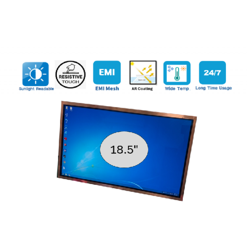 18.5 inch EMI and 5-Wire Resistive Touch LCD Module by SEC